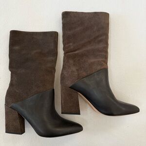 ASKA Bi-Colored Leather Boots